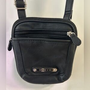 Rosetti Black Faux Leather Crossbody Bag Small Purse Travel Organizer Classic